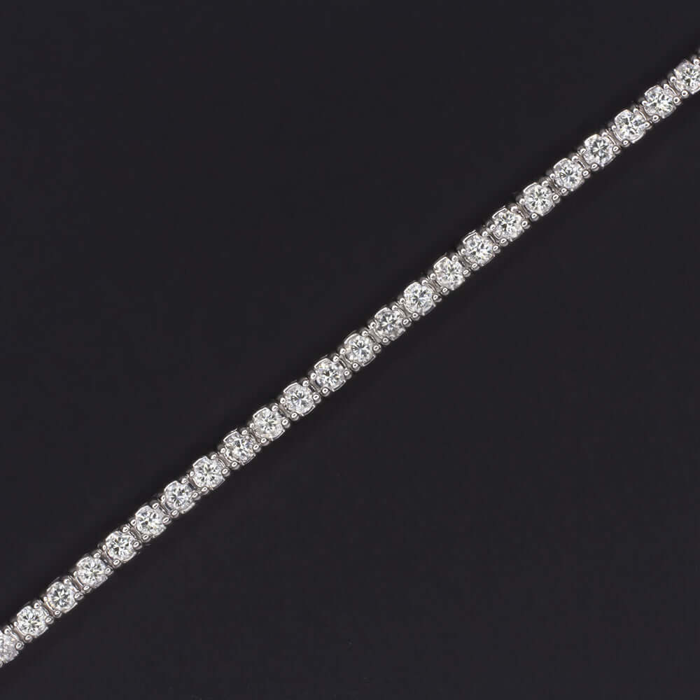 1 CARAT VERY GOOD CUT DIAMOND TENNIS BRACELET 14K WHITE GOLD ROUND BRILLIANT