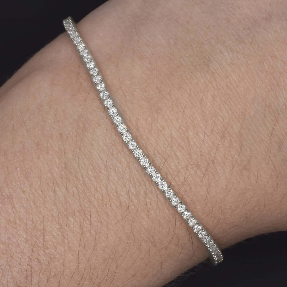 2 CARAT VERY GOOD CUT DIAMOND TENNIS BRACELET 14K WHITE GOLD ROUND BRILLIANT