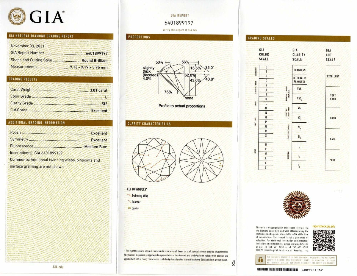 3 CARAT GIA CERTIFIED ROUND BRILLIANT CUT DIAMOND NATURAL LOOSE ENGAGEMENT 3ct