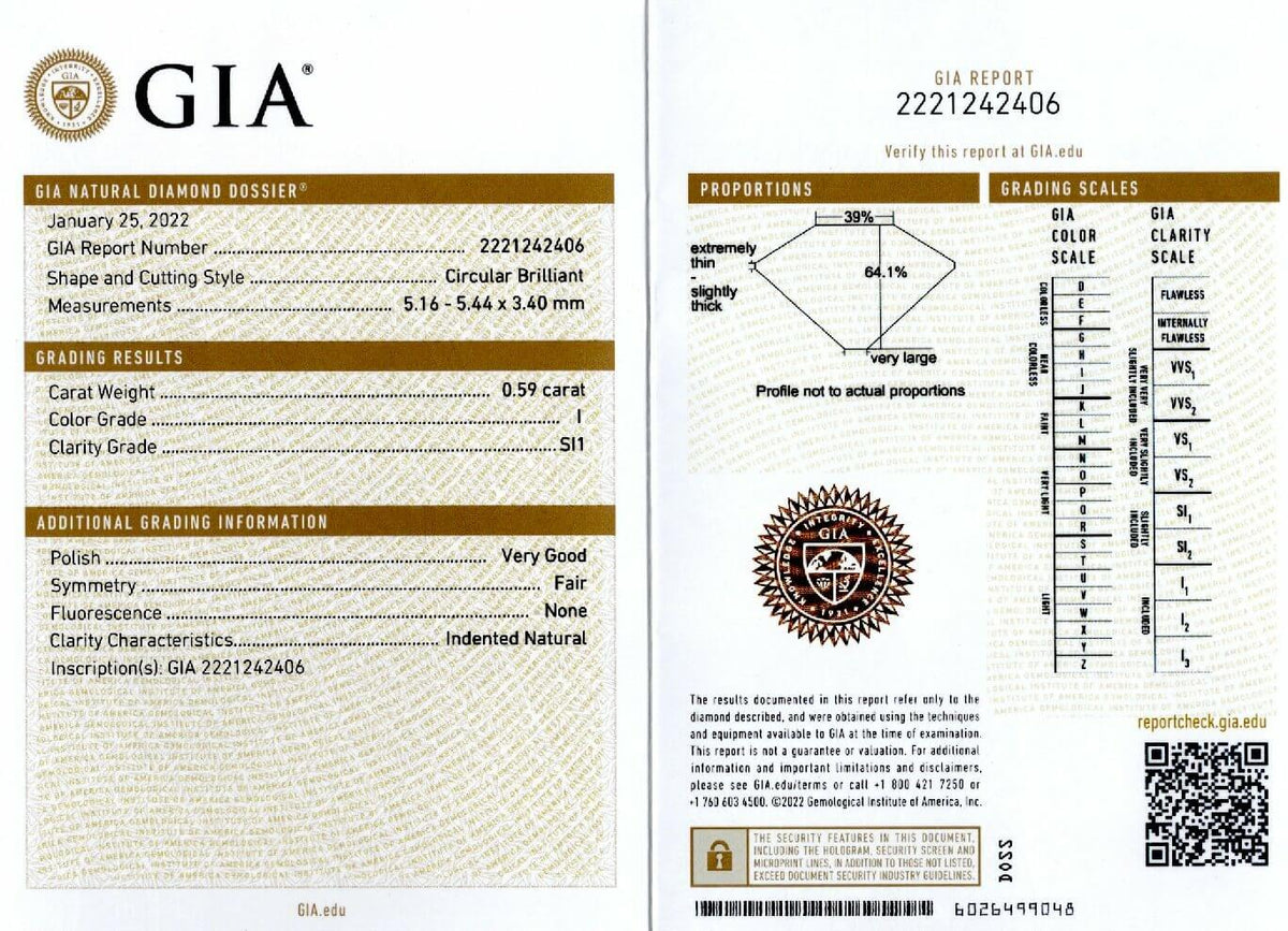 0.59ct GIA CERTIFIED I SI1 OLD EUROPEAN CUT DIAMOND VINTAGE 1920s LOOSE ESTATE