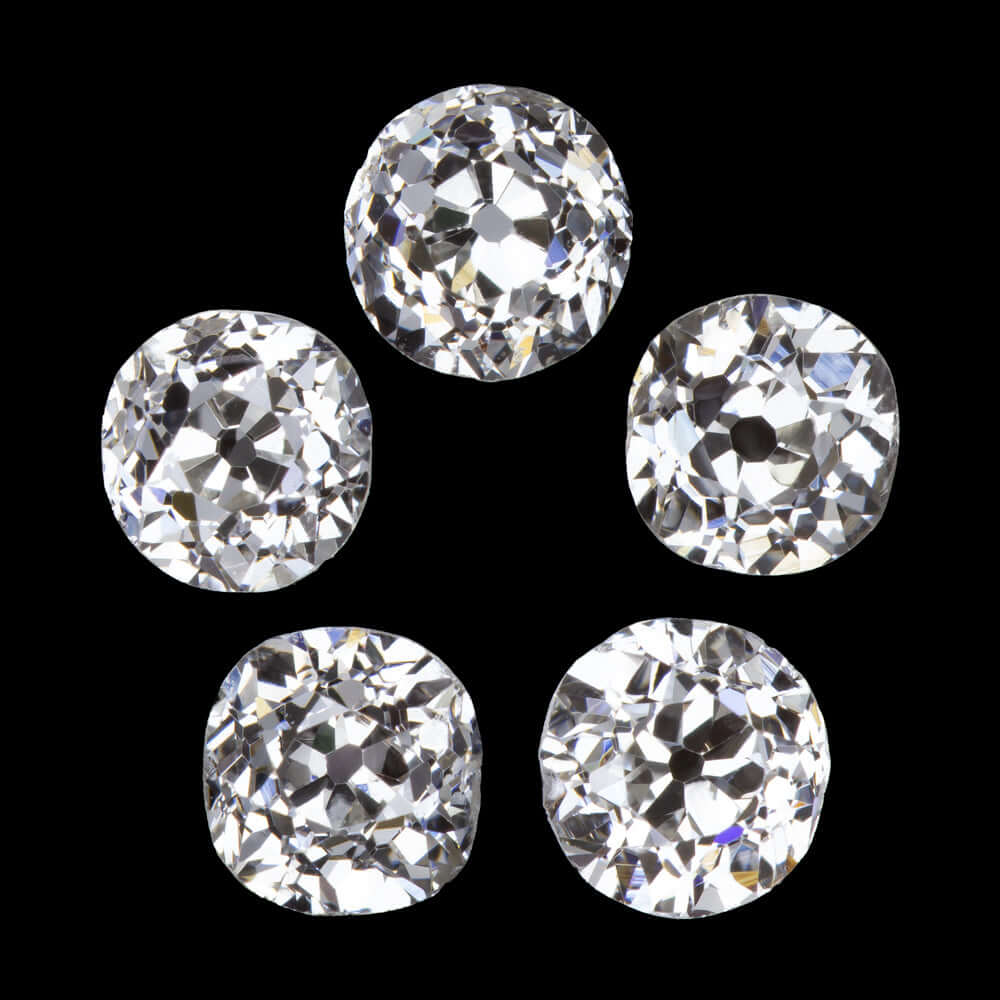 1 CARAT OLD EUROPEAN CUT DIAMOND 5 STONE LAYOUT PARCEL MATCHING VINTAGE ANTIQUE