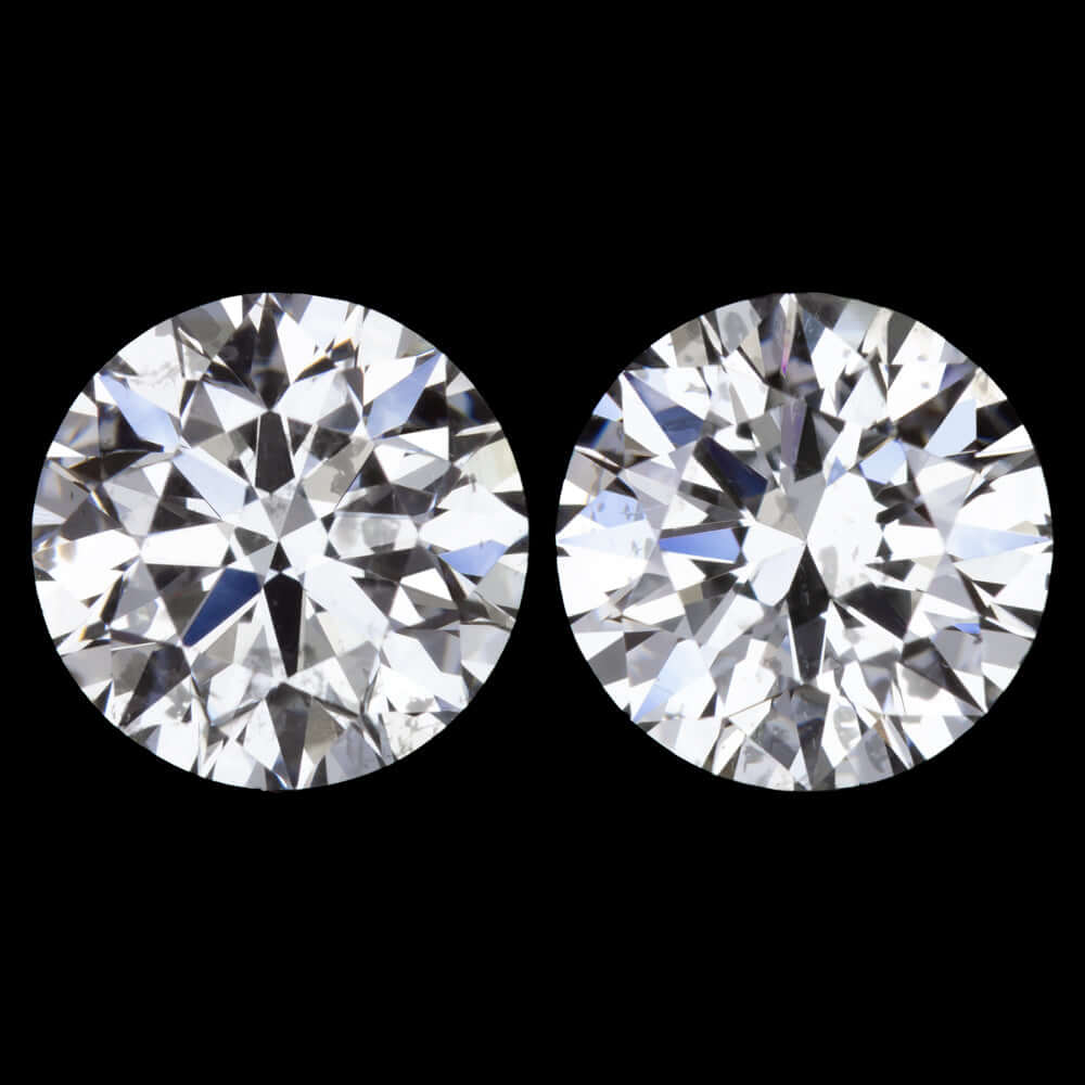 2.07c EXCELLENT CUT E-F SI2 DIAMOND STUD EARRINGS NATURAL PAIR 2 CARAT COLORLESS