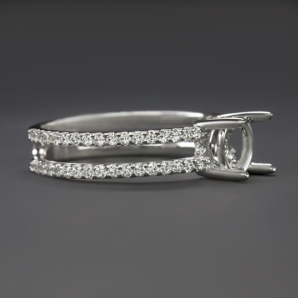 NATURAL DIAMOND ROUND RING SETTING FOR 6.5mm 1ct CENTER SEMI MOUNT SPLIT SHANK
