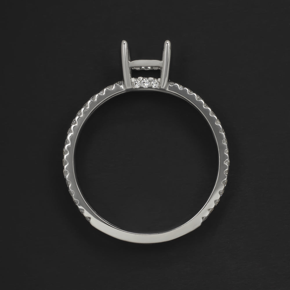 NATURAL DIAMOND ROUND RING SETTING FOR 6.5mm 1ct CENTER SEMI MOUNT SPLIT SHANK