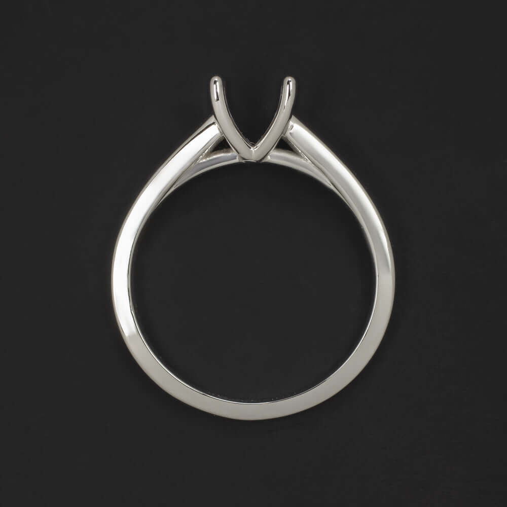14K WHITE GOLD ENGAGEMENT RING SETTING FOR 6m ROUND SEMI MOUNT SOLITAIRE TAPERED