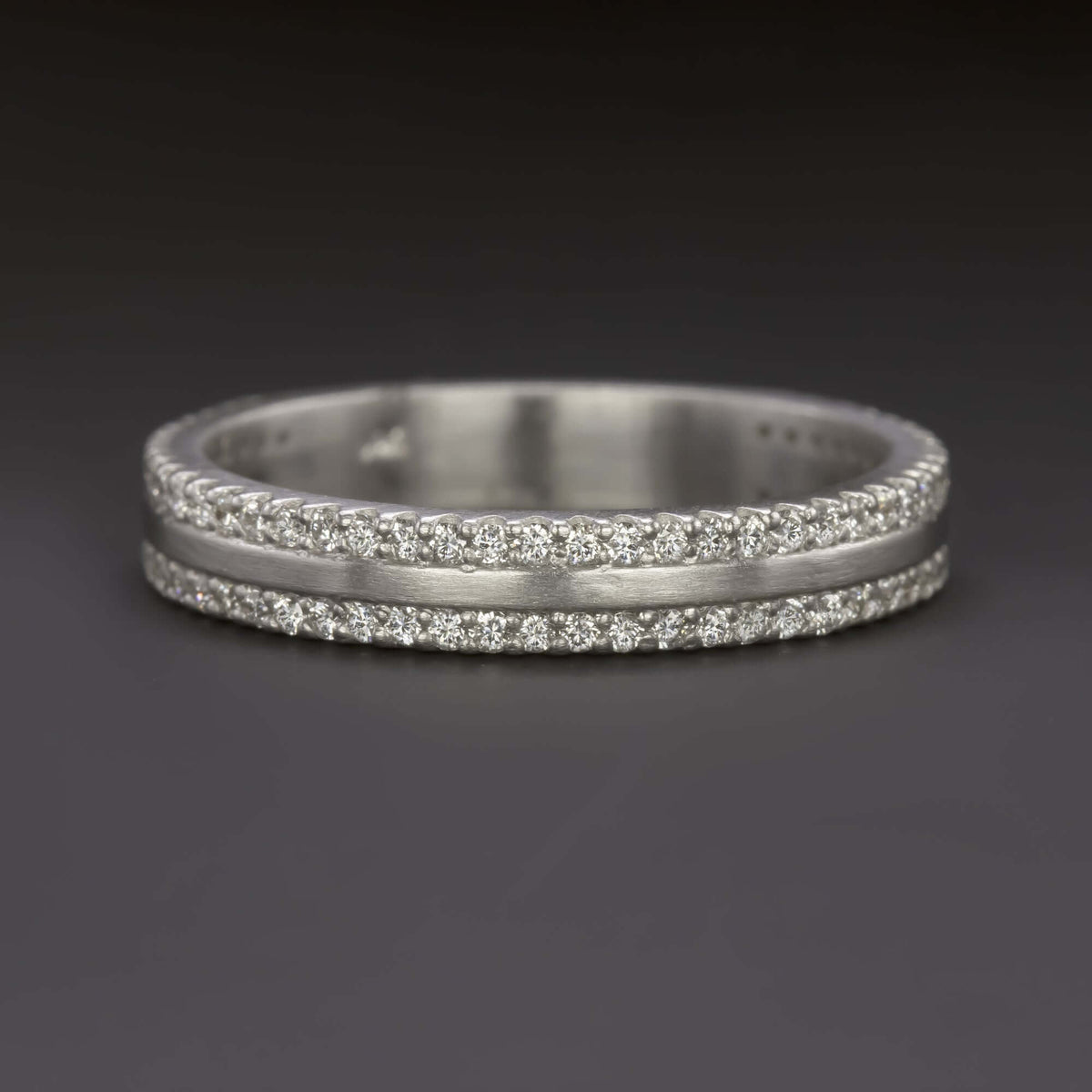0.56ct NATURAL DIAMOND WEDDING BAND 3/4 ETERNITY STACKING RING 14k WHITE GOLD