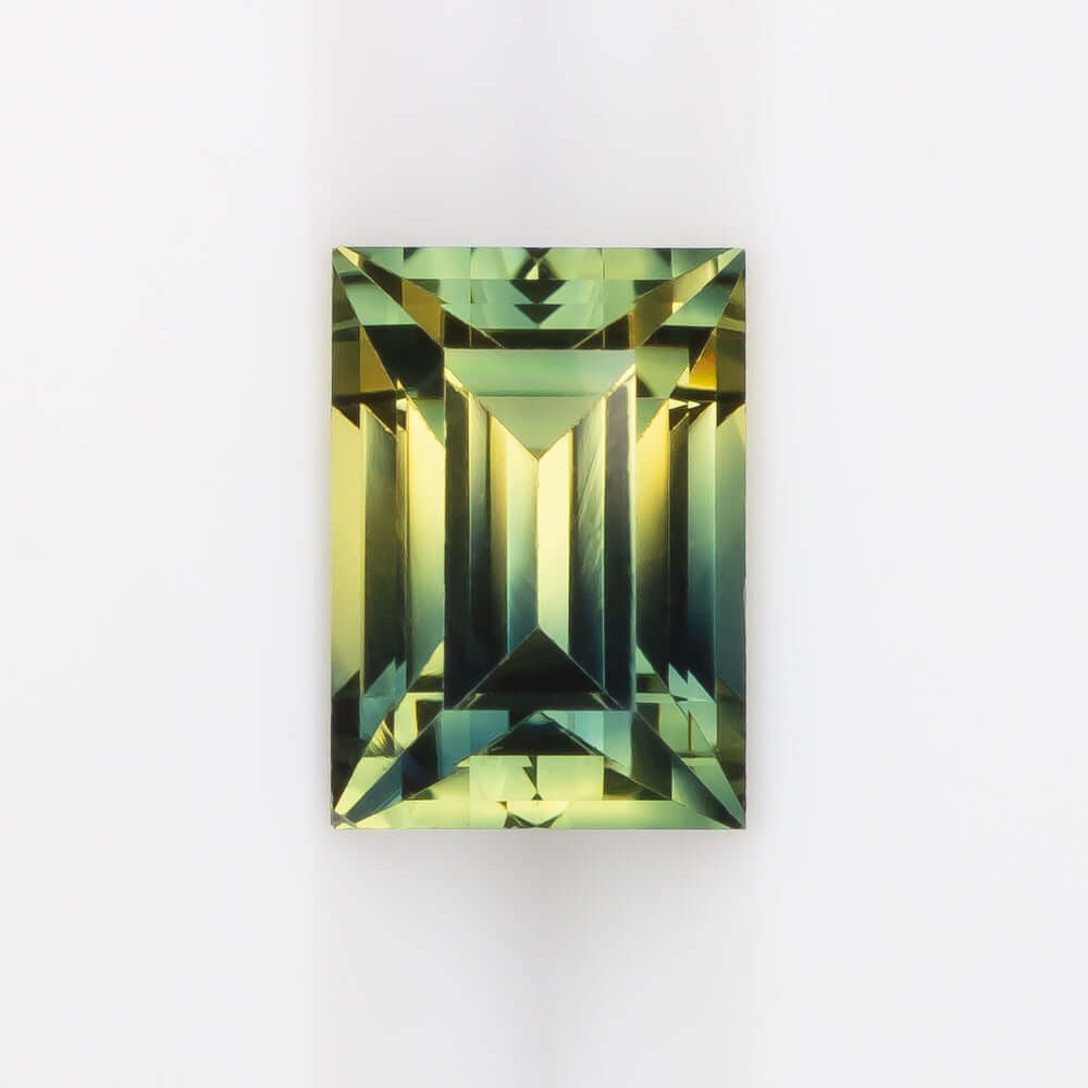 1.39ct BI COLOR SAPPHIRE BLUE GREEN PARTI EMERALD SHAPE CUT NATURAL LOOSE TEAL