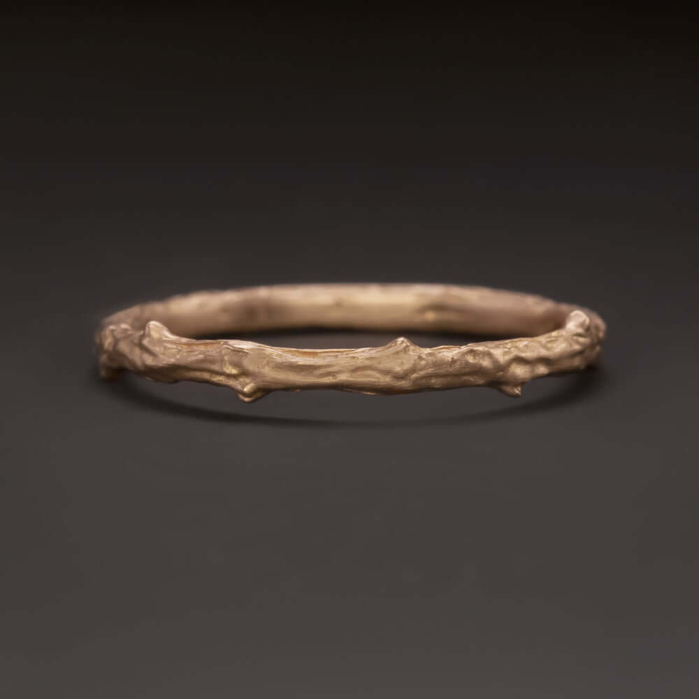 14K BRANCH STACKING RING RUSTIC BOHO ORGANIC WEDDING BAND ROSE GOLD VINE THORN