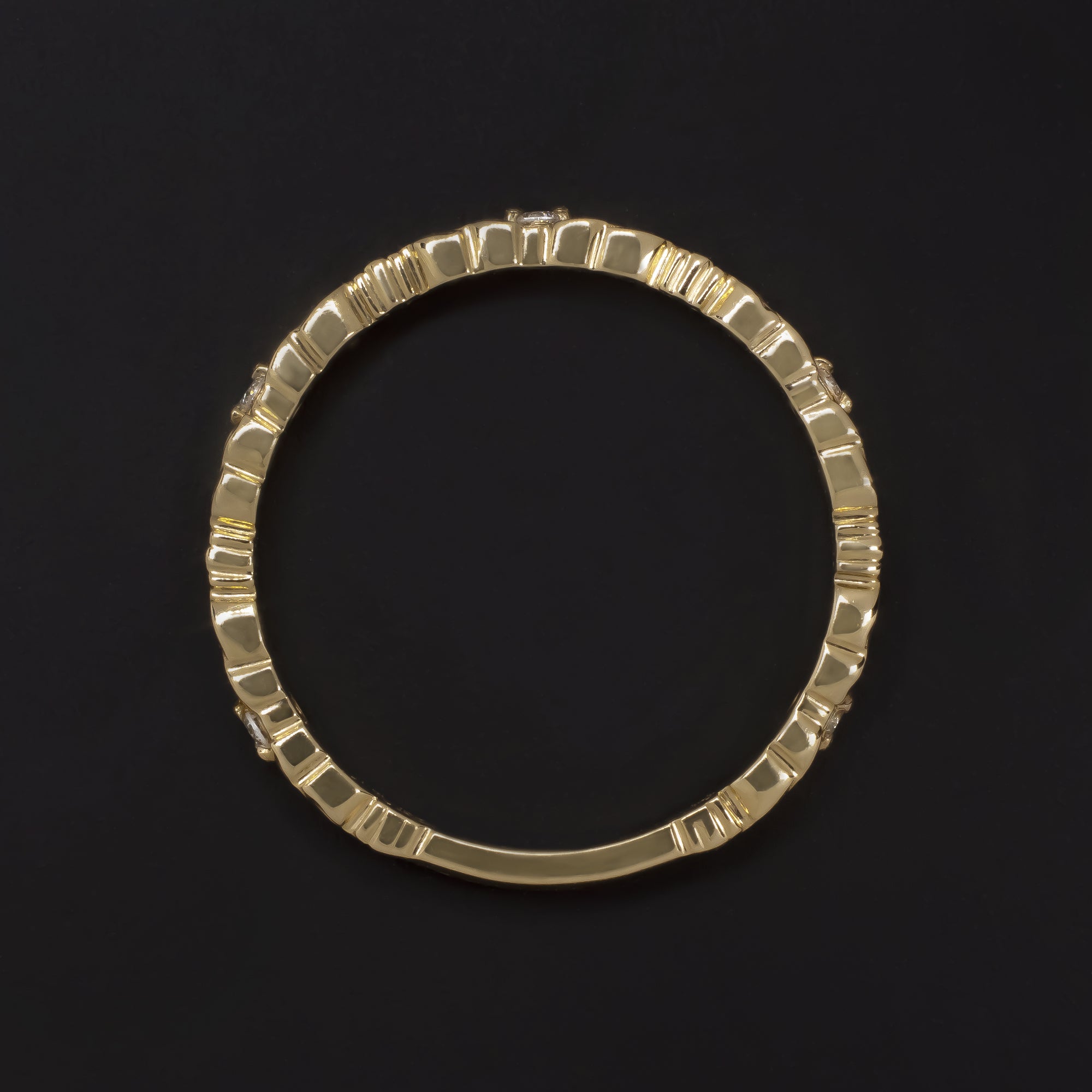 NATURAL DIAMOND ENGRAVED WEDDING BAND STACKING RING 14k GOLD VINTAGE STYLE