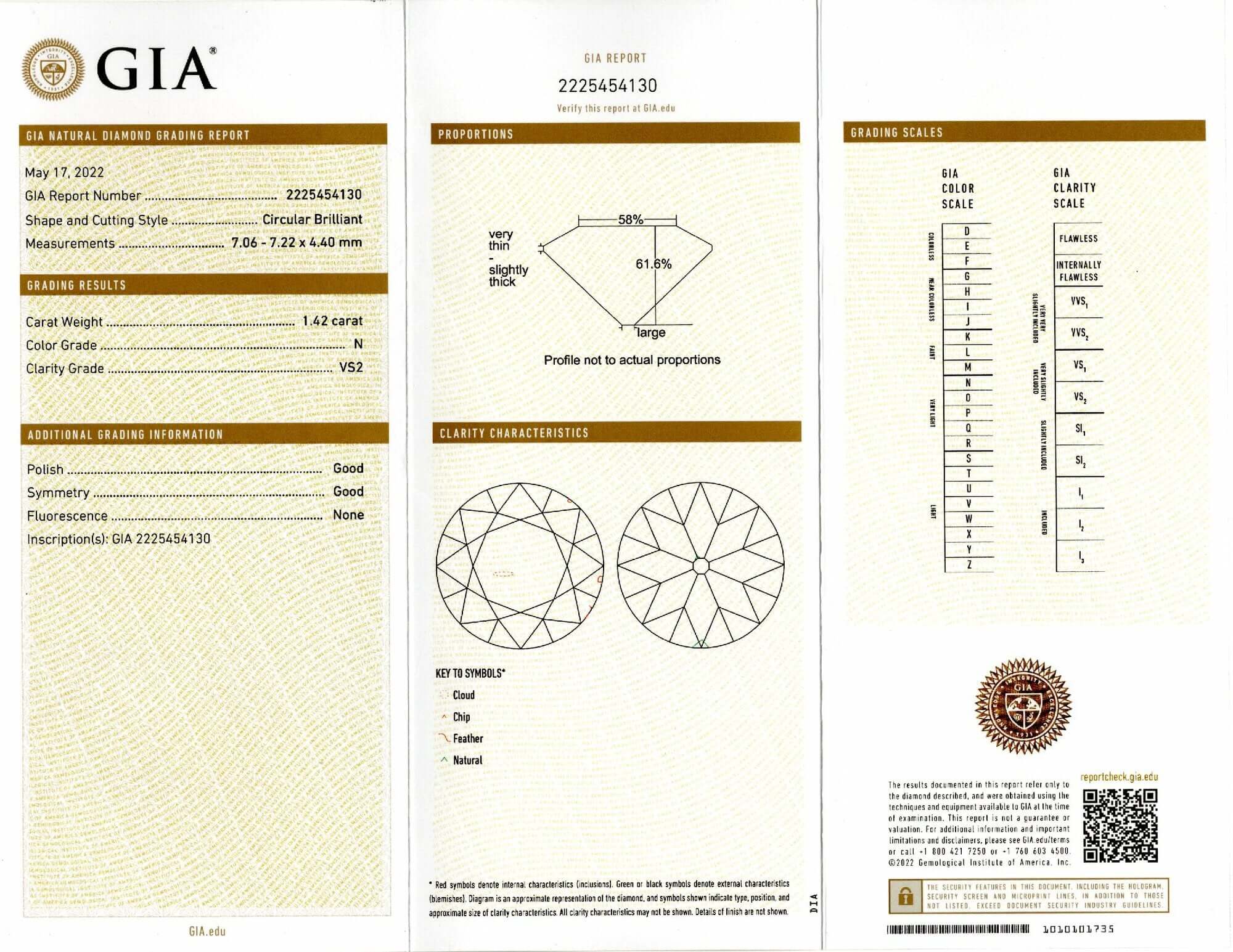 1.42ct GIA CERTIFIED N VS2 OLD EUROPEAN CUT DIAMOND VINTAGE LOOSE 1920s ESTATE