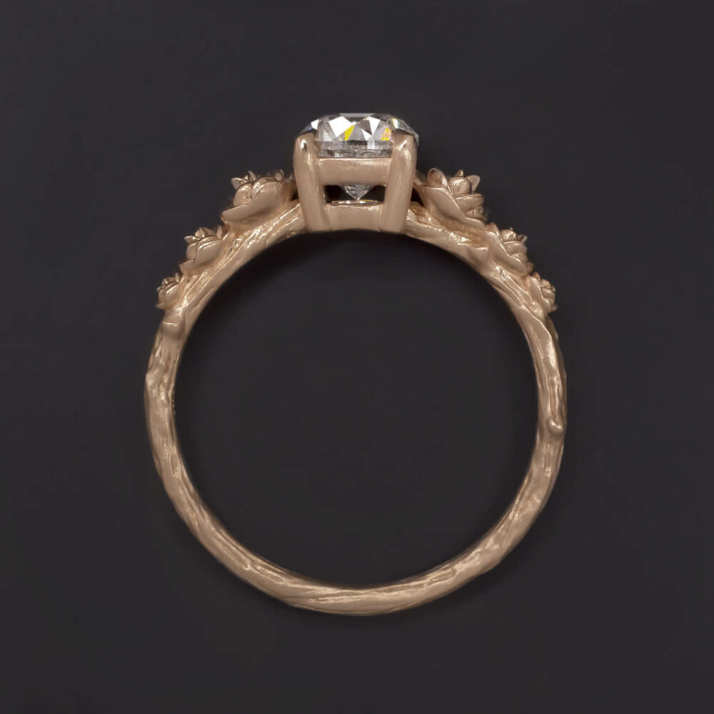 1 CARAT DIAMOND ENGAGEMENT RING ROSE GOLD FLOWER FLORAL ROUND CUT BOHO COCKTAIL