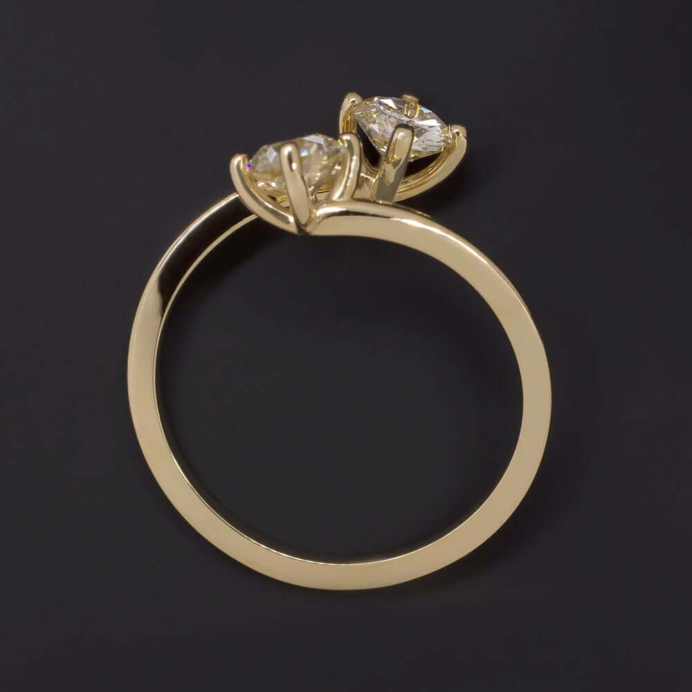 1 CARAT DIAMOND TOI ET MOI RING DOUBLE ROUND CUT BYPASS YELLOW GOLD ENGAGEMENT