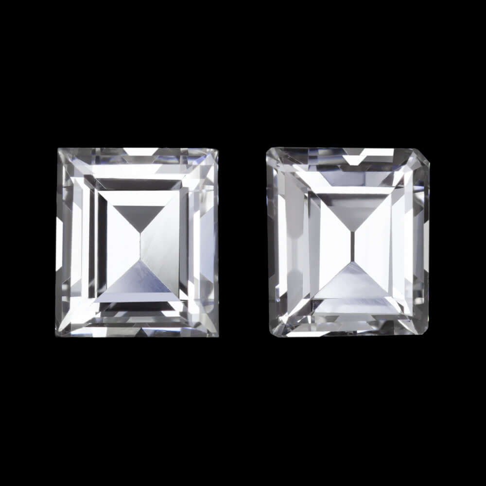 0.72ct F VVS VINTAGE CARRE CUT DIAMOND PAIR ACCENT STONES STUD EARRINGS BAGUETTE