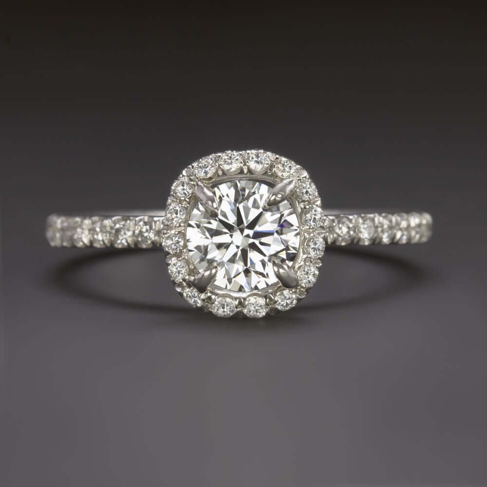 0.95ct CERTIFIED F-G SI2 DIAMOND ENGAGEMENT RING HALO VERY GOOD CUT ROUND 1ct