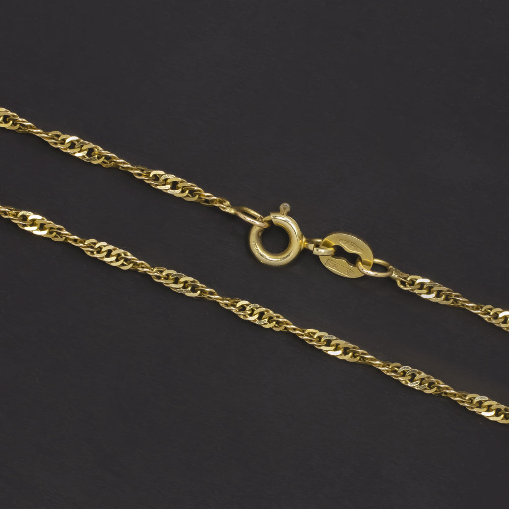 SOLID 14K YELLOW GOLD CURB LINK CHAIN 1.5mm 18 INCH MENS LADIES NECKLACE CLASSIC