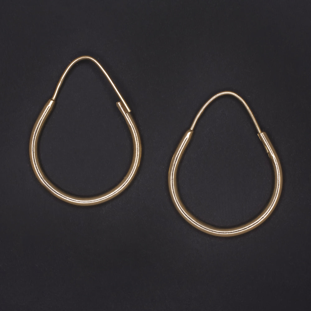 VINTAGE SOVIET EARRINGS 14K ROSE GOLD TEARDROP HOOP DANGLE DROP ESTATE HANDMADE