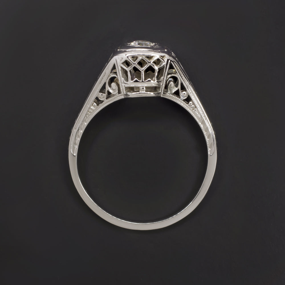 OLD EUROPEAN CUT DIAMOND BELAIS ENGAGEMENT RING ART DECO VINTAGE SOLITAIRE 1920s