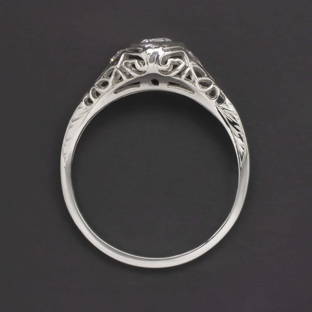 1/2ct OLD EUROPEAN CUT DIAMOND ENGAGEMENT RING PLATINUM VINTAGE 1920S ESTATE