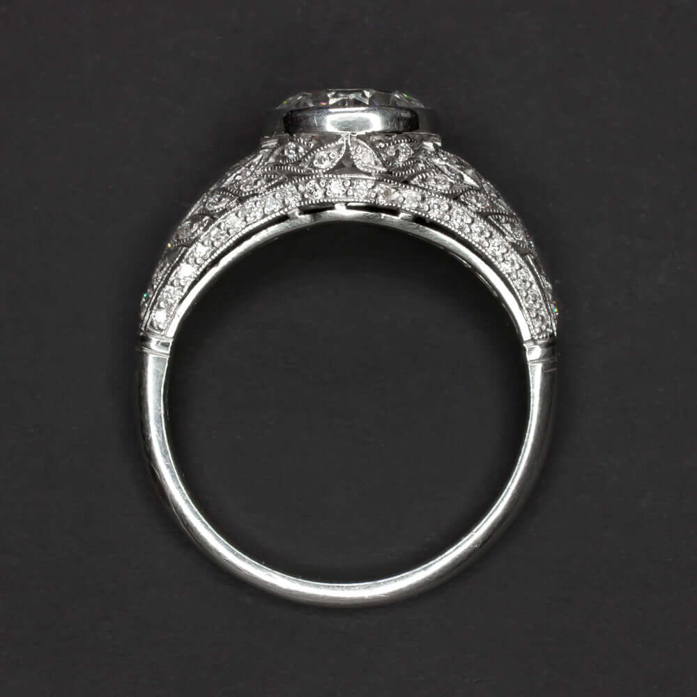 2.84ct CERTIFIED OLD EUROPEAN CUT DIAMOND ENGAGEMENT RING PLATINUM VINTAGE STYLE