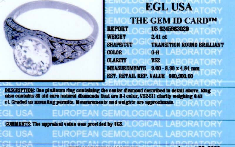 2.84ct CERTIFIED OLD EUROPEAN CUT DIAMOND ENGAGEMENT RING PLATINUM VINTAGE STYLE