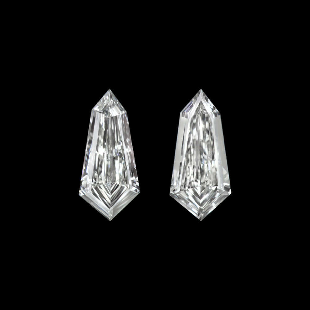 E VS BULLET SHAPE DIAMOND PAIR CUSTOM CUT BAGUETTE KITE SIDE ACCENTS EARRINGS
