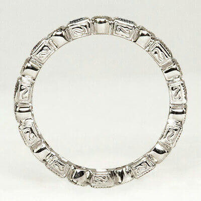 BLUE SAPPHIRE 0.6ct BAND DIAMOND VINTAGE RING ETERNITY BAGUETTE WEDDING COCKTAIL Ivy & Rose