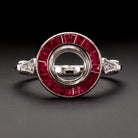 VINTAGE STYLE RUBY DIAMOND RING SETTING 7m ROUND BEZEL ART DECO MOUNT TARGET 14K Ivy & Rose