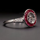 VINTAGE STYLE RUBY DIAMOND RING SETTING 7m ROUND BEZEL ART DECO MOUNT TARGET 14K Ivy & Rose