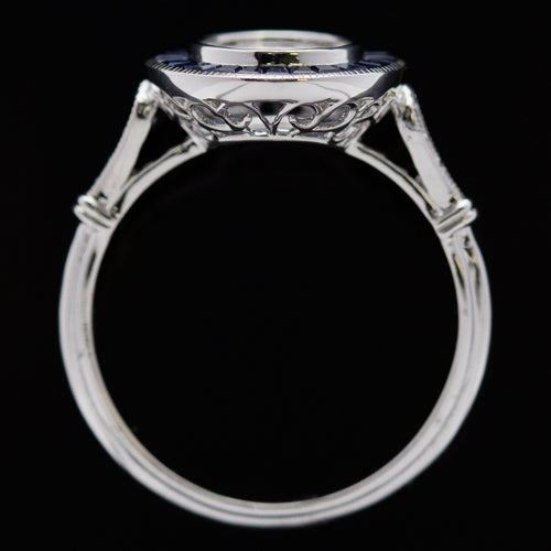 VINTAGE STYLE DIAMOND CALIBRE CUT SAPPHIRE HALO ENGAGEMENT RING SETTING TARGET