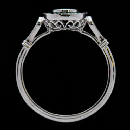 NATURAL EMERALD DIAMOND VINTAGE STYLE HALO ENGAGEMENT RING SETTING 4.7 5mm ROUND Ivy & Rose