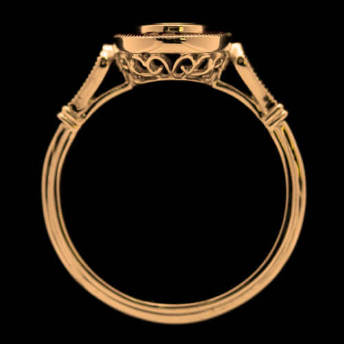 ART DECO STYLE RUBY DIAMOND HALO ENGAGEMENT RING ROSE GOLD SETTING 5mm ROUND