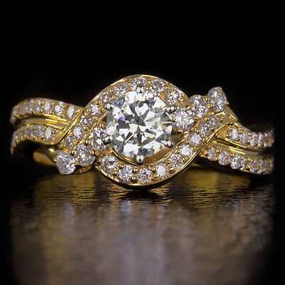 1 CARAT ROUND CUT DIAMOND ENGAGEMENT RING DESIGNER KNOT COCKTAIL 14K YELLOW GOLD Ivy & Rose