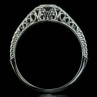 ART DECO FILIGREE ENGAGEMENT RING SEMI-MOUNT VINTAGE BEZEL SETTING 4mm ROUND 14K