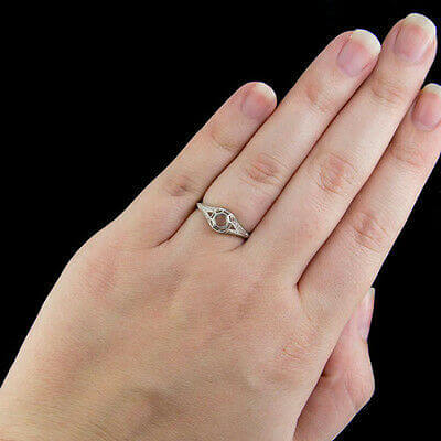 ART DECO FILIGREE ENGAGEMENT RING SEMI-MOUNT VINTAGE BEZEL SETTING 4mm ROUND 14K
