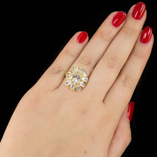 5 CARAT NATURAL AQUAMARINE ICE BLUE COCKTAIL STATEMENT RING 14K YELLOW GOLD BIG