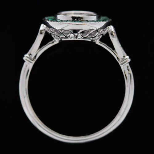 VINTAGE STYLE DIAMOND EMERALD ENGAGEMENT RING SETTING ROUND 7m SEMI MOUNT TARGET Ivy & Rose