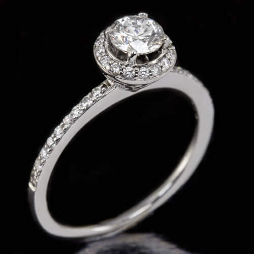 EXCELLENT CUT ROUND DIAMOND CLASSIC HALO ENGAGEMENT RING 14K WHITE GOLD 3/4ct
