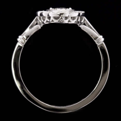 0.42ct VINTAGE DIAMOND ROUND COCKTAIL RING 3 STONE SETTING NAVETTE ART DECO 4mm Ivy & Rose