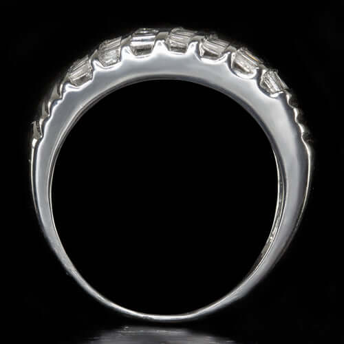 1.25ct NATURAL E-G DIAMOND BAGUETTE BAND COCKTAIL RING RETRO WHITE GOLD 7 GRAMS Ivy & Rose
