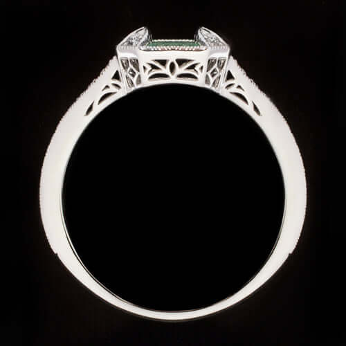 DIAMOND EMERALD VINTAGE STYLE ENGAGEMENT RING SETTING 5MM ROUND 5.5MM ART DECO