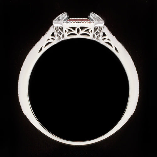 VINTAGE STYLE DIAMOND RUBY SQUARE ENGAGEMENT RING SETTING ROUND CUSHION MOUNT