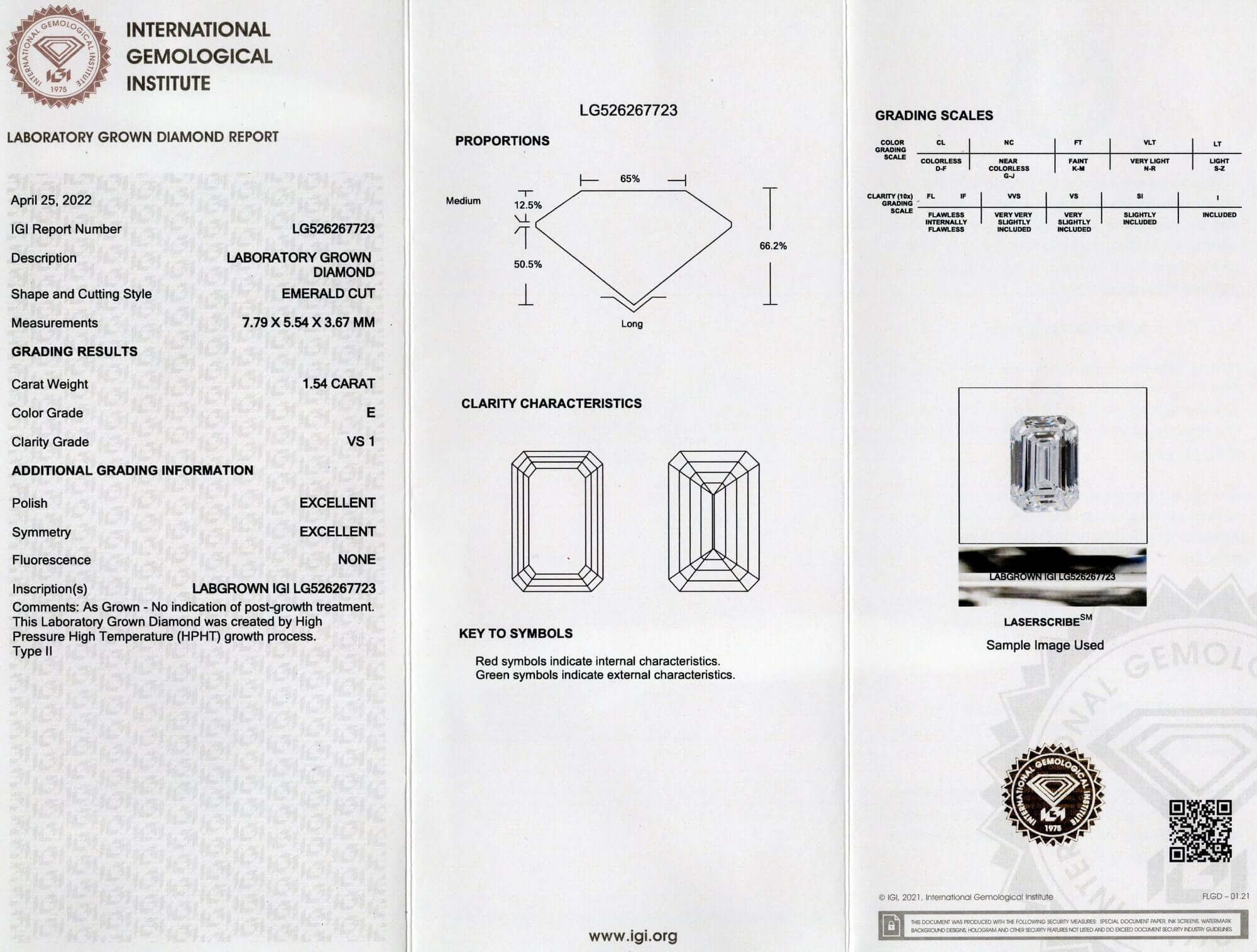 1.5 CARAT LAB CREATED DIAMOND CERTIFIED E VS1 LOOSE EMERALD CUT CREATED 1.5ct