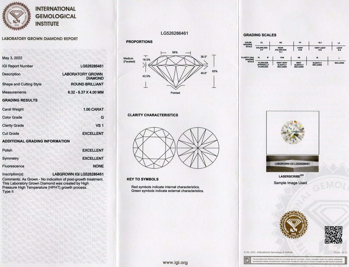 1ct LAB CREATED DIAMOND CERTIFIED G VS1 LOOSE EXCELLENT CUT ROUND BRILLIANT