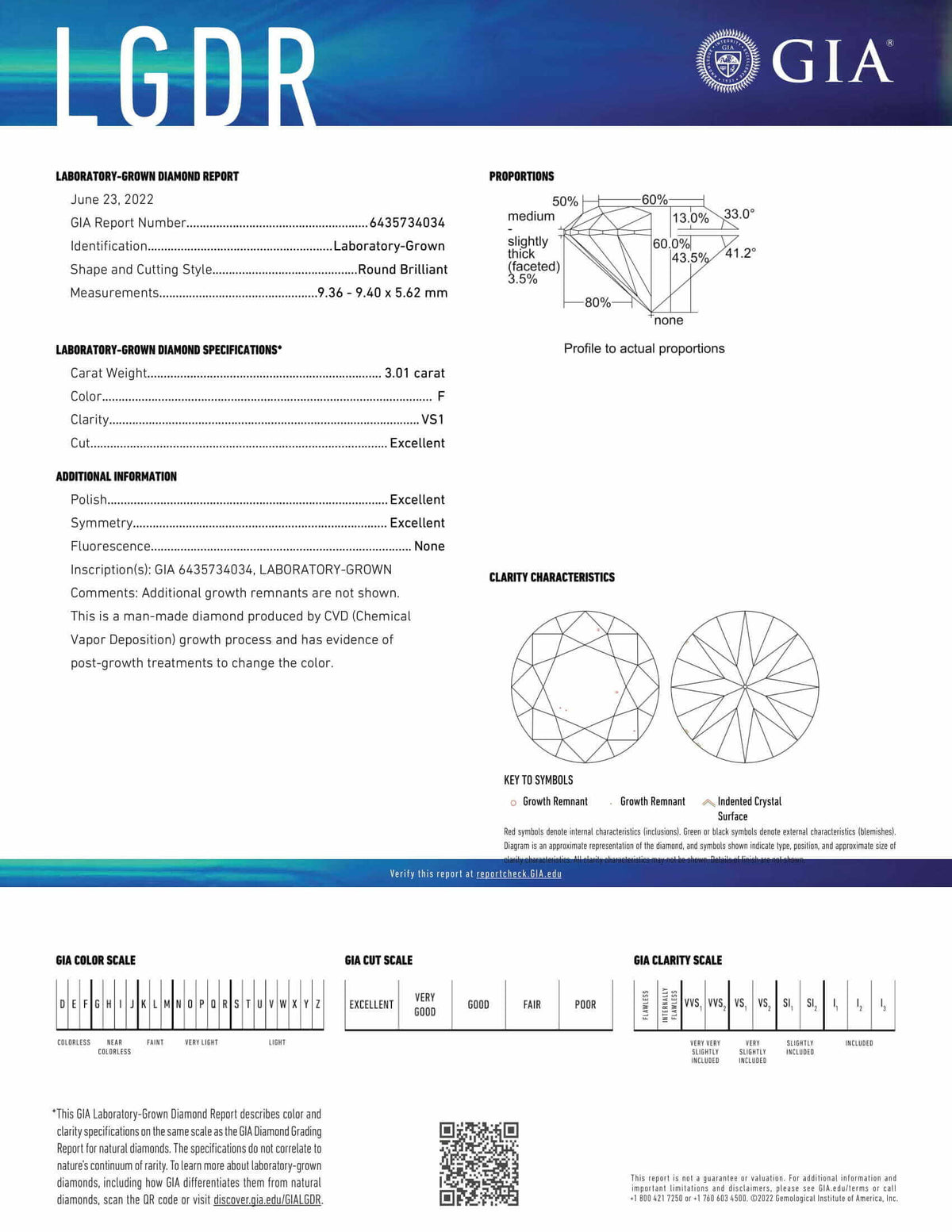 3 CARAT LAB CREATED DIAMOND GIA CERTIFIED F VS1 IDEAL ROUND CUT LOOSE COLORLESS