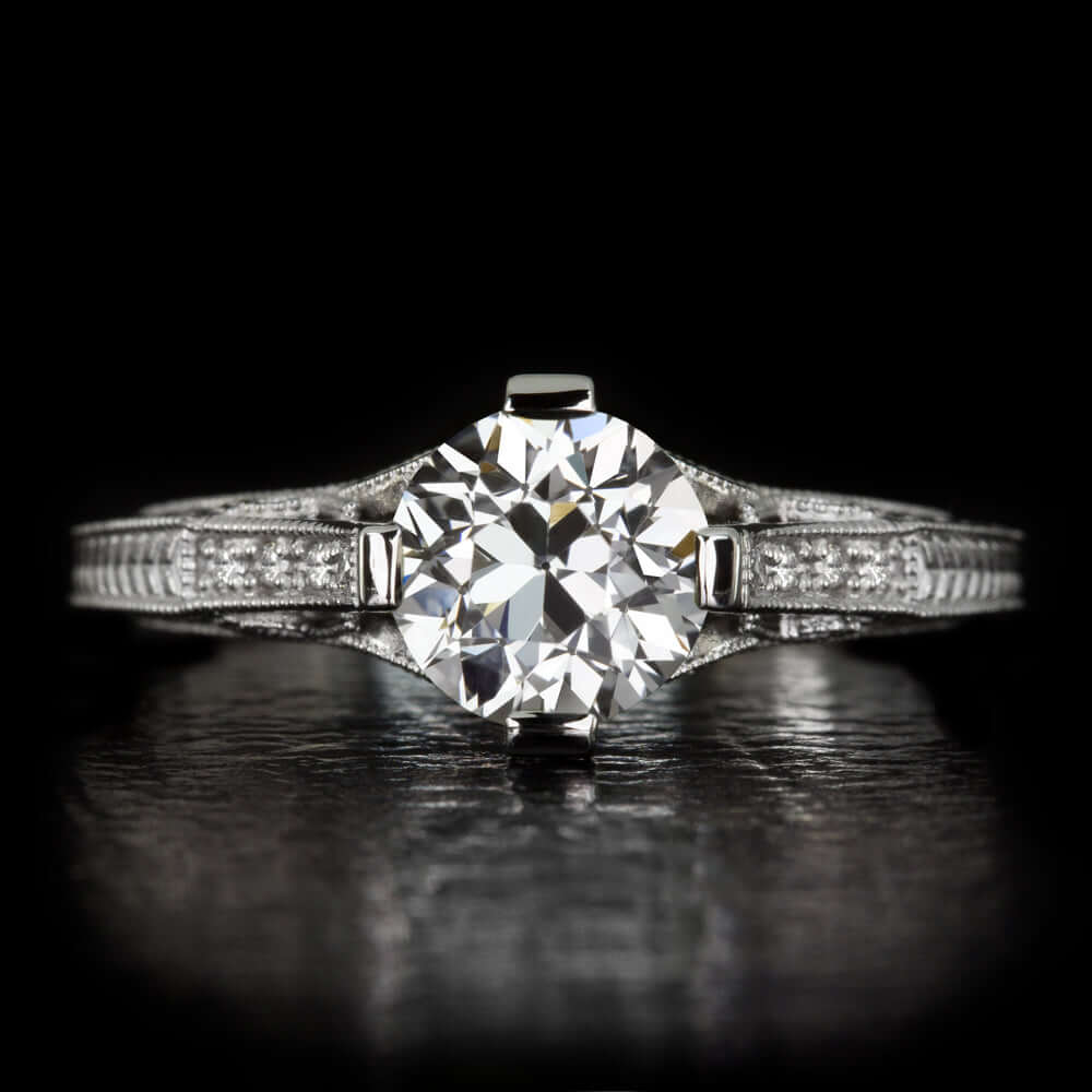 1ct GIA CERTIFIED I VVS2 DIAMOND ENGAGEMENT RING OLD EUROPEAN CUT VINTAGE STYLE