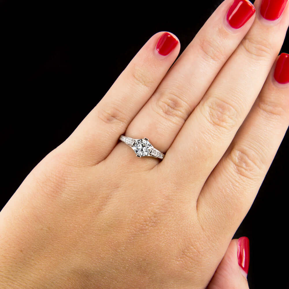 1ct GIA CERTIFIED I VVS2 DIAMOND ENGAGEMENT RING OLD EUROPEAN CUT VINTAGE STYLE