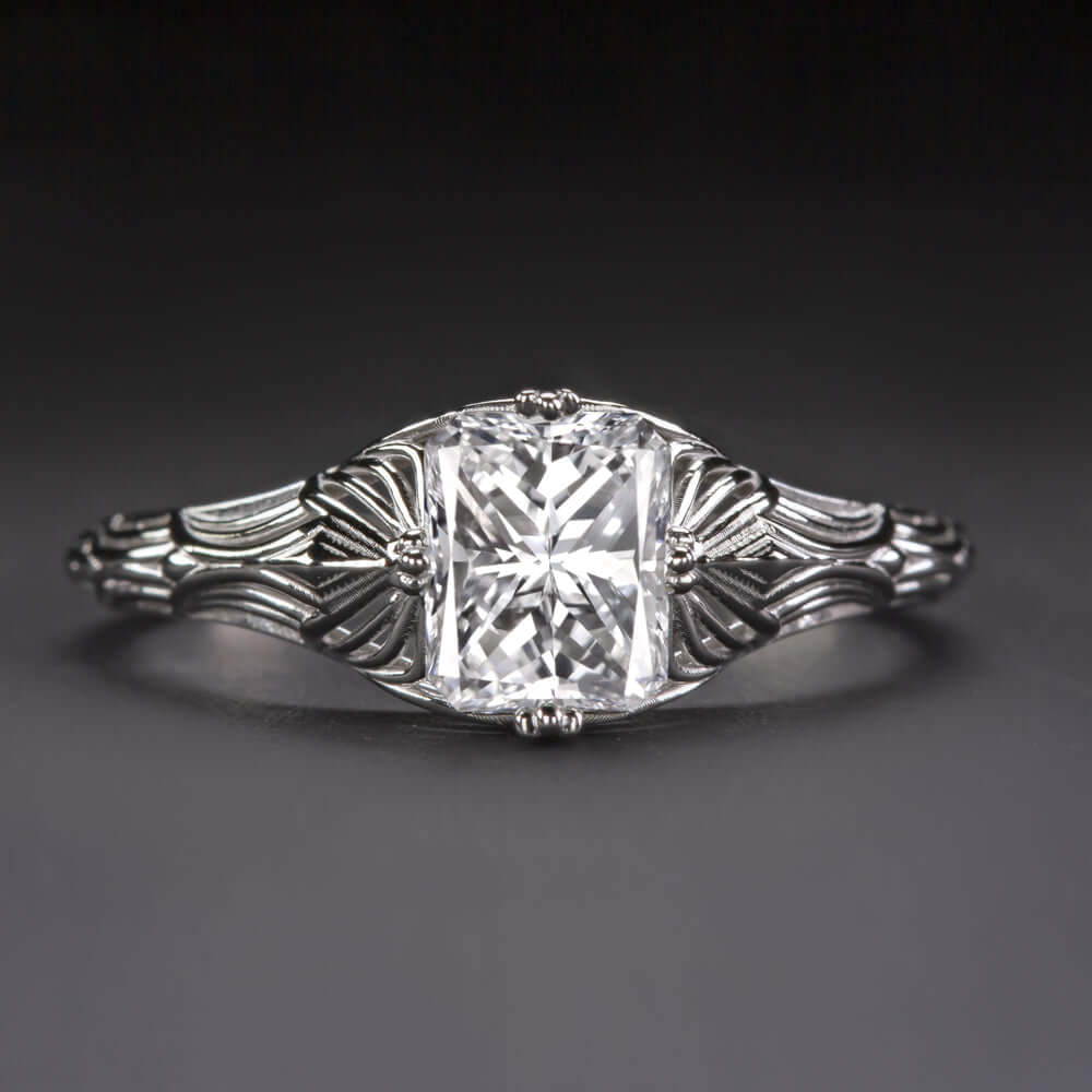 1 CARAT CERTIFIED D SI1 DIAMOND ENGAGEMENT RING VINTAGE FILIGREE SOLITAIRE 1ct