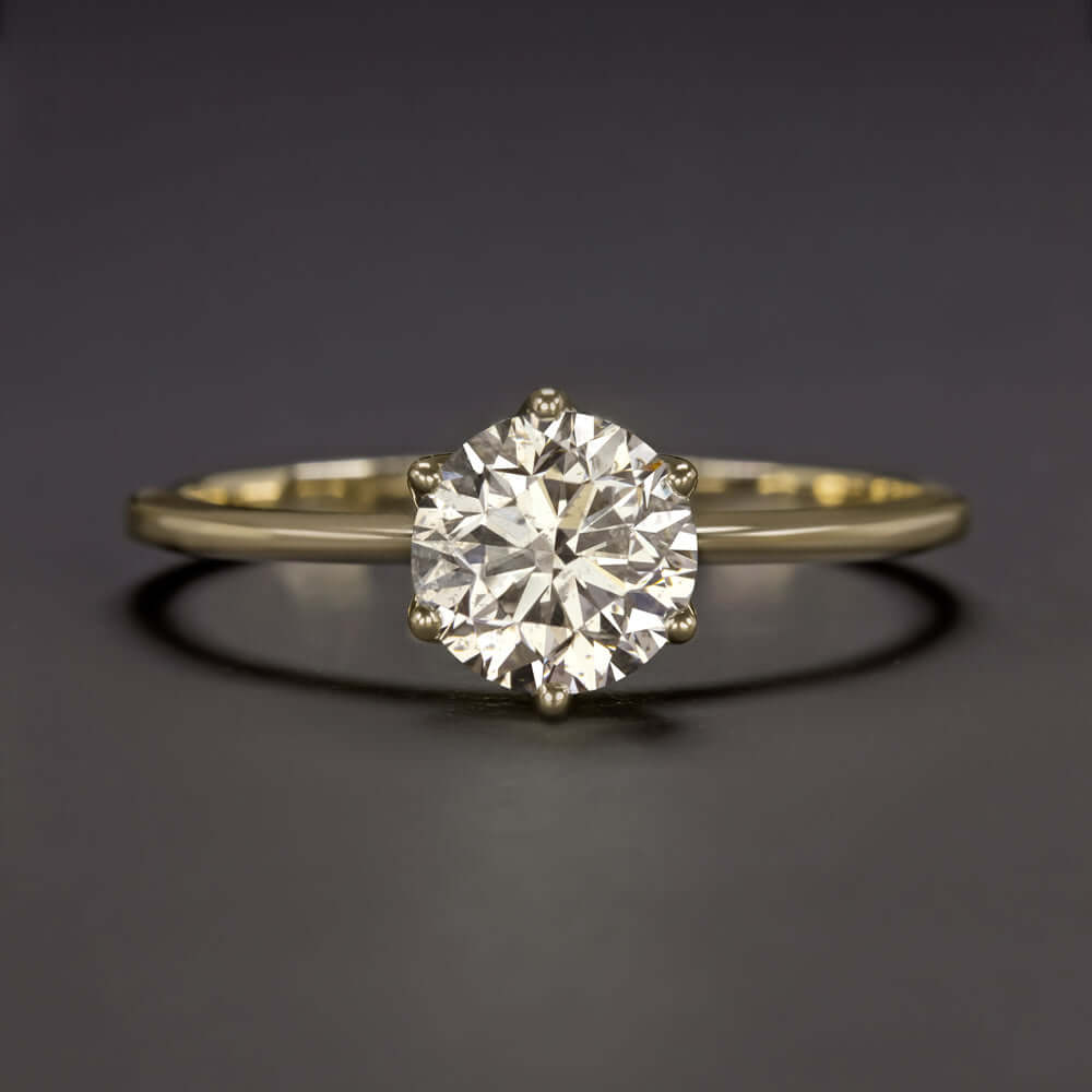 1.07ct LIGHT CHAMPAGNE DIAMOND ENGAGEMENT RING EXCELLENT CUT SOLITAIRE GOLD 1ct