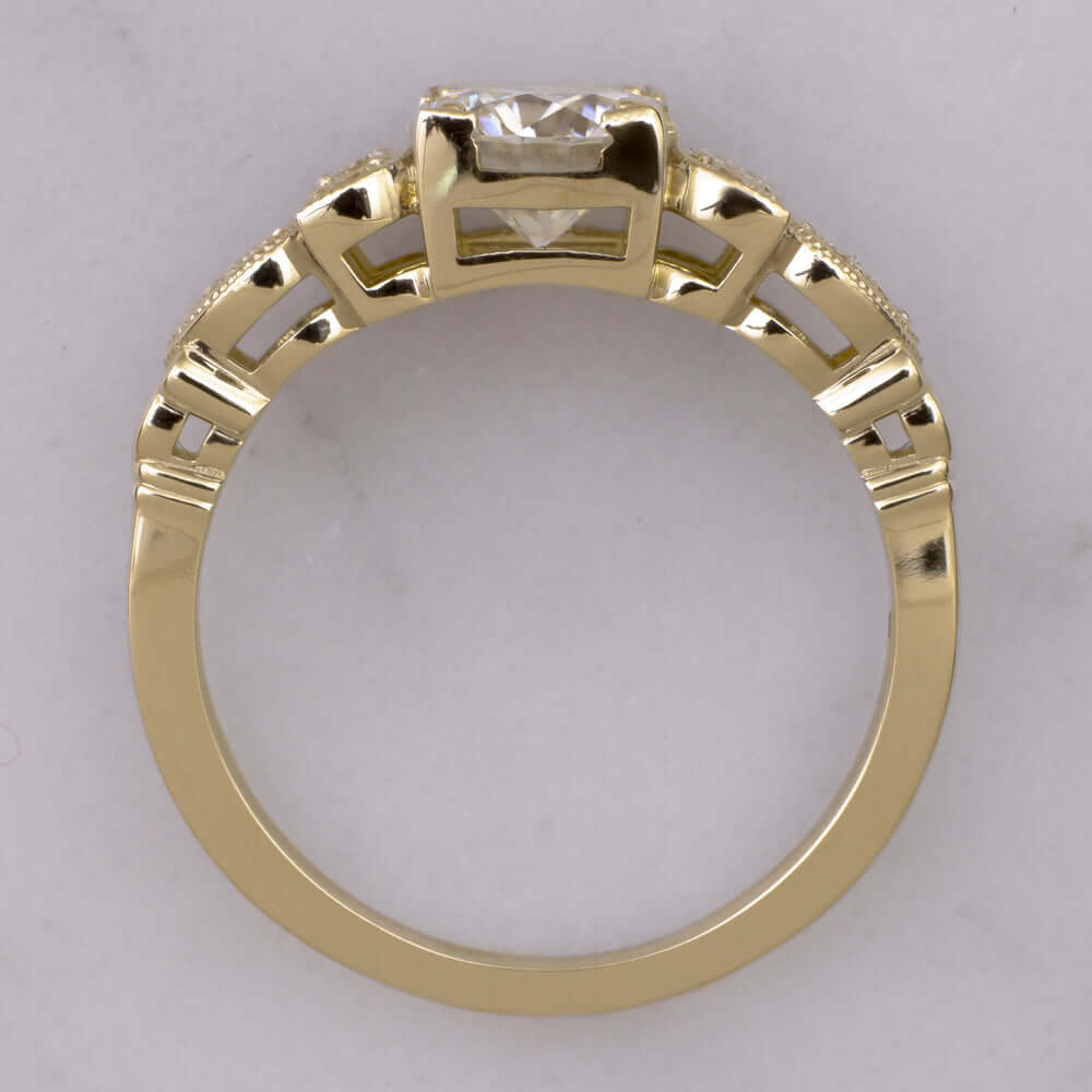 1.06ct O-P VS2 VINTAGE STYLE ROUND DIAMOND ENGAGEMENT RING GOLD NATURAL 1ct