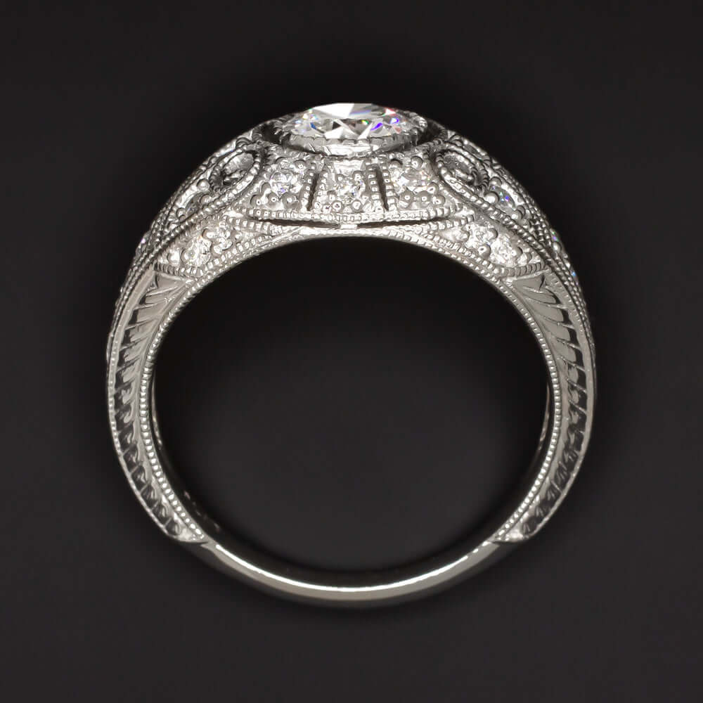 0.94ct OLD EUROPEAN CUT K VS1 DIAMOND ENGAGEMENT RING VINTAGE ANTIQUE ART DECO